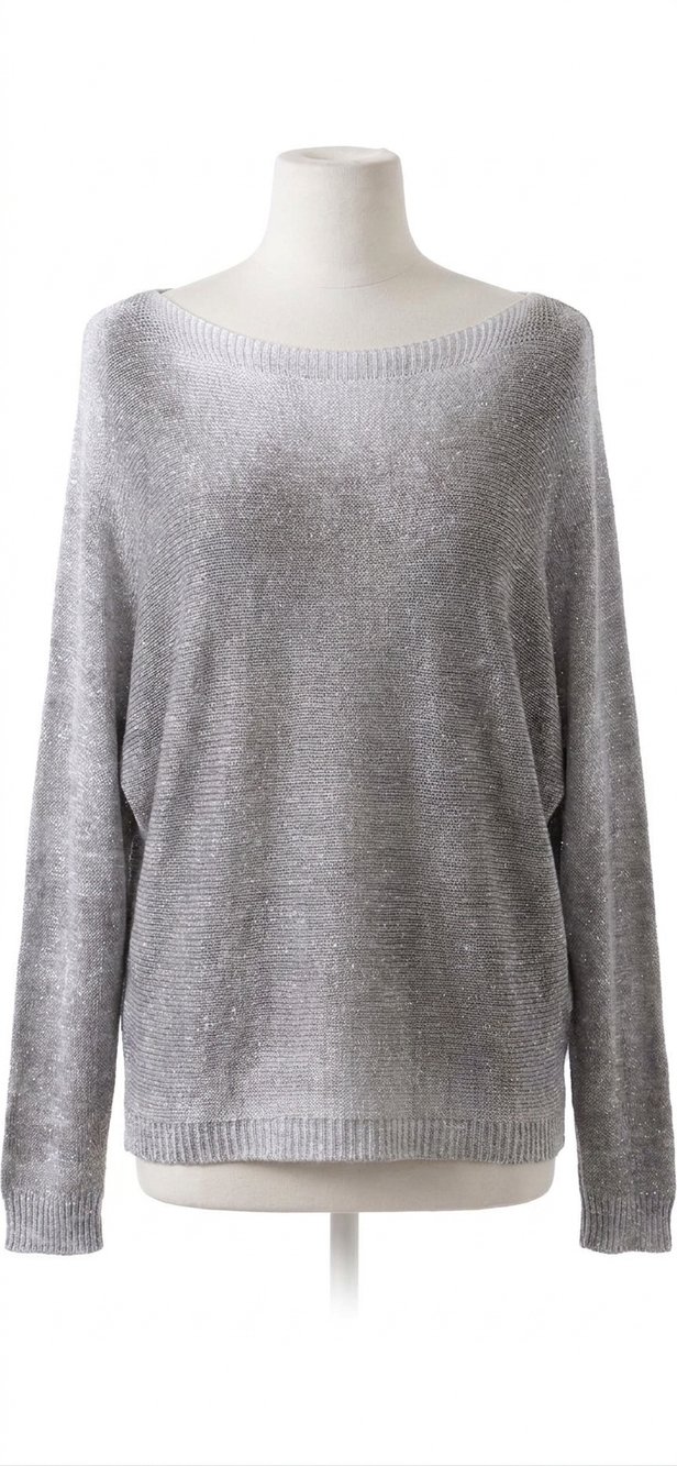 NEW GIGI MODA women's long sleeves sweater in metallic gray